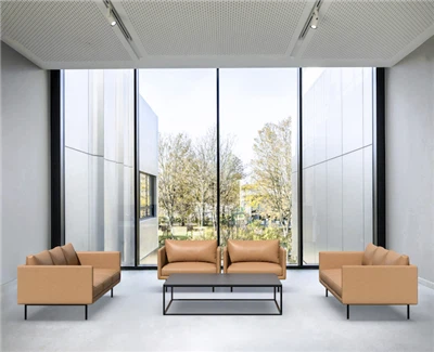 Metal Feet Solid Wood Frame Leather Sofa